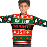 Boy's Naughty or Nice Reversible Sequin Ugly Christmas Sweater