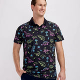 Men's Neon Dinosaur Polo Shirt