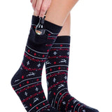 Men's Black Fair Isle Socks with Pocket (Fits Sizes 8-11M)