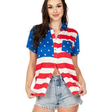 Women's American Flag Button Down Shirt