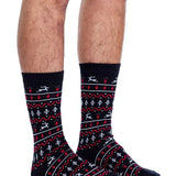 Men's Red and Black Fair Isle Socks (Fits Sizes 8-11M)