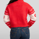 Women's Cozy Knit Bow Cropped Christmas Sweater