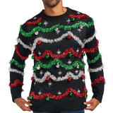Men's Midnight Garland Light Up Ugly Christmas Sweater