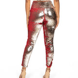 Red and Silver Reversible Sequin High Waisted Leggings