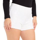 Women's White Sequin Shorts