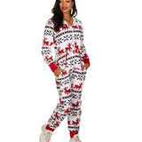 Women's Red and White Reindeer Jumpsuit