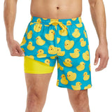 Rubber Ducky Stretch Swim Trunks With Liner - 7.5" Inseam
