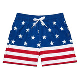 Boy's American Flag Stretch Swim Trunks