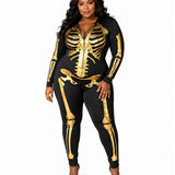 Gold Skeleton Bodysuit Plus Size Costume
