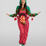 Women's Festive Fireplace Light Up Jumpsuit