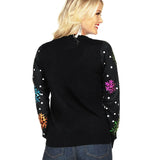 Women's Sequin Snowfall Ugly Christmas Cardigan Sweater