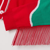 Women's Christmas Cowgirl Cropped Cardigan Sweater