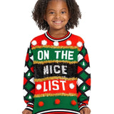 Girl's Naughty or Nice Reversible Sequin Ugly Christmas Sweater