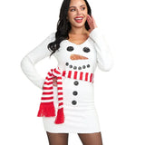 Women's Snowman Scarf Sequin Dress