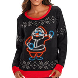 Women's Ho Ho Hello Neon LED Light Up Ugly Christmas Sweater