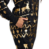 Women's Gold Foil Fair Isle Reindeer Jumpsuit