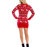 Women's Red Reindeer Sweater Dress