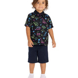 Toddler Boy's Neon Dinosaur Polo Shirt