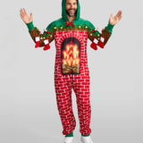 Men's Festive Fireplace Light Up Jumpsuit