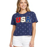 Women's Sparkler USA Patch Cropped Tee