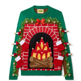 Men's Festive Fireplace Light Up Ugly Christmas Sweater