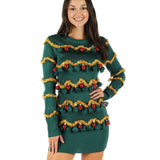 Women's Tinsel Tree Christmas Sweater Dress