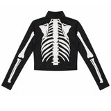 Women's Skeleton Long Sleeve Crop Top