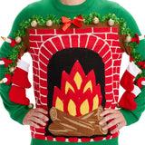 Men's Festive Fireplace Light Up Ugly Christmas Sweater