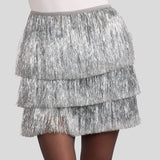 Women's Silver Tinsel Fringe Shorts