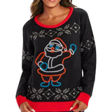 Women's Ho Ho Hello Neon LED Light Up Ugly Christmas Sweater