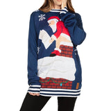 Women's Santa's Log On Fire Oversized Christmas Sweater