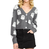 Women's Ghostly Glam Halloween Cardigan Sweater