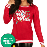 Women's I Like Big Bulbs Light Up Ugly Christmas Sweater