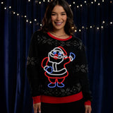 Women's Ho Ho Hello Neon LED Light Up Ugly Christmas Sweater