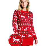 Women's Red Reindeer Sweater Dress