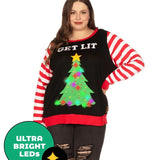 Women's Get Lit Light Up Plus Size Ugly Christmas Sweater