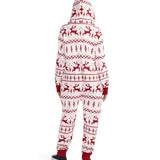 Women's Red and White Fair Isle Knit Jumpsuit