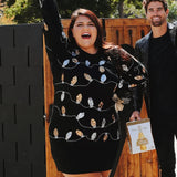 Women's Christmas Light Strand Sequin Plus Size Sweater Dress