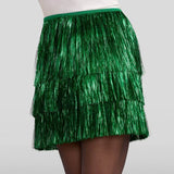 Women's Green Tinsel Fringe Shorts