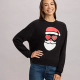 Women's Shimmering Santa Rhinestone Embellished Sweatshirt