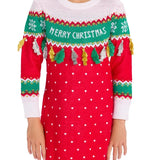 Girl's Merry Christmas Tassel Sweater Dress