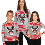 Matching Sequin Rudolph Family Christmas Sweaters