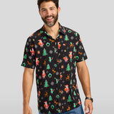Men's 8-Bit Santa Button Down Shirt
