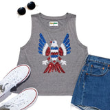 Women's Freedom Flies Sequin Cropped Tank Top