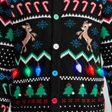 Men's Fair Isle Rudolph Light Up Christmas Cardigan Sweater