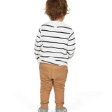 Toddler Boy's White Striped Tree Sweater