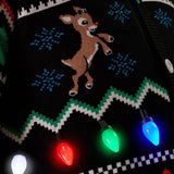 Men's Fair Isle Rudolph Light Up Christmas Cardigan Sweater