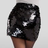 Black Disc Sequin Skirt