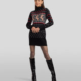Women's Dark Rudolph Turtleneck Sweater Dress
