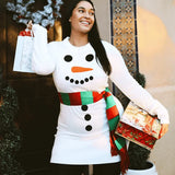 Women's Snowman Scarf Sweater Dress